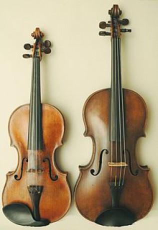 Violin-Viola Viola (vpravo) je jen o málo větší než housle